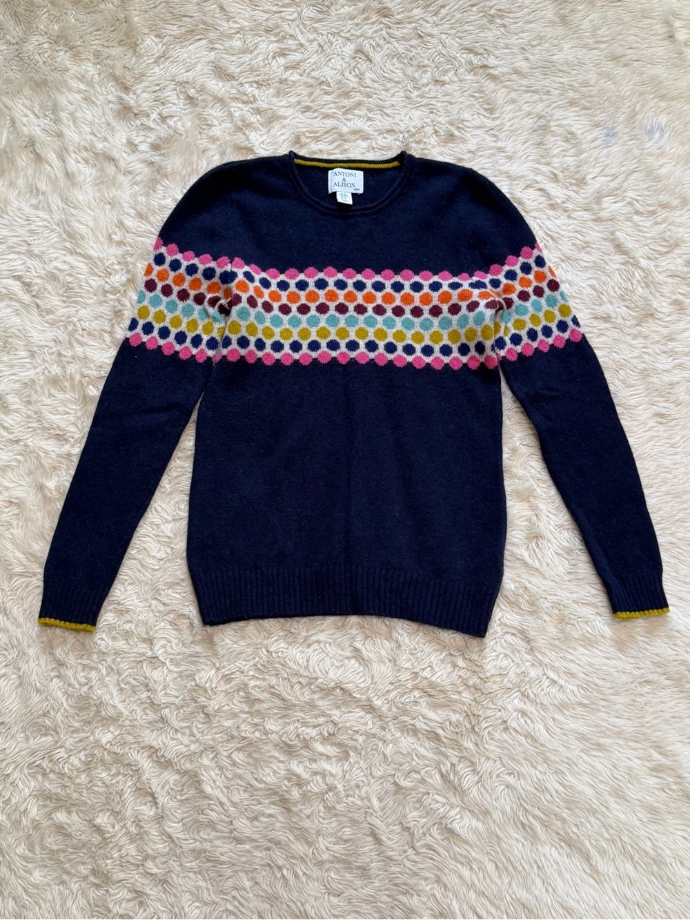 Antoni & Alison Wool Rainbow Dot Sweater - Size Medium